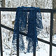 Темно-синяя шаль из льна. Шали. IRINA GRUDKINA Handmade Knitwear. Интернет-магазин Ярмарка Мастеров.  Фото №2