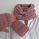 Set scarf Snood cowl and mitts, knitted womens pink, , ,  Фото №1
