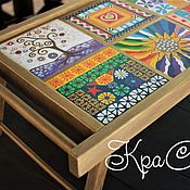 Для дома и интерьера handmade. Livemaster - original item Wooden tray-table with hand-painted 