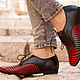 Piano Red, Кожаные ботинки, обувь Оксфорд , плоский каблук. Ботинки. BangiShop. Ярмарка Мастеров.  Фото №4