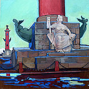 Картины и панно handmade. Livemaster - original item Oil painting. Petersburg. The city. Rostral columns. Handmade.