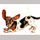 Basset hound beautiful realistic watercolor painting with a dog, Pictures, Azov,  Фото №1