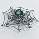 Brooch 'Spider' artificial malachite, silvering 12 microns. Brooches. Firuza. Online shopping on My Livemaster.  Фото №2