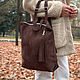 Urban Suede Backpack Brown Medium Size with Pockets. Backpacks. BagsByKaterinaKlestova (kklestova). My Livemaster. Фото №4