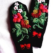 Аксессуары handmade. Livemaster - original item Mittens with embroidery 