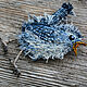Textile brooch with embroidery Denim chick. Brooches. Heat hands (TeplOlino). Online shopping on My Livemaster.  Фото №2