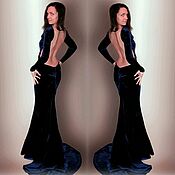 Одежда handmade. Livemaster - original item Long velvet dress with open back 