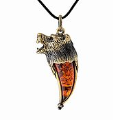 Украшения handmade. Livemaster - original item Pendant Bear Large Amulet Totem Animal Amber Brass. Handmade.