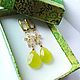 Order Earrings classic:' Lime' with jadeite. 'Solnechnye iskry' (selemnevagalina). Livemaster. . Earrings Фото №3