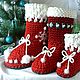  Handmade Christmas boot made of large cord. Christmas sock. knitted handmade rugs (kovrik-makrame). My Livemaster. Фото №6
