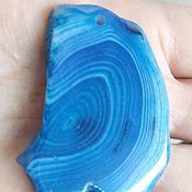 Материалы для творчества handmade. Livemaster - original item blue striped onyx agate. Freeform suspension 52x38x7 mm. Handmade.