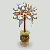 Цветы и флористика handmade. Livemaster - original item Miniature tree good luck of Selenite in a vase of onyx. Handmade.