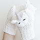 Вязаные варежки Белые Единороги. Варежки. Woolcraft. Интернет-магазин Ярмарка Мастеров.  Фото №2