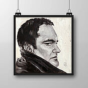 Картины и панно handmade. Livemaster - original item Pictures: Quentin Tarantino oil portrait on canvas 20h20cm. Handmade.
