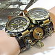 Order Steampunk Wristwatch 2 pcs. ' Clock with Clock' quartz. Neformal-World. Livemaster. . Watches Фото №3