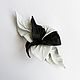 Domino leather flower brooch black and white black and white. Brooches. De-Si-Re. My Livemaster. Фото №4