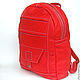 Большой Красный кожаный  рюкзак на молнии. Рюкзаки. SofiTone. Интернет-магазин Ярмарка Мастеров.  Фото №2