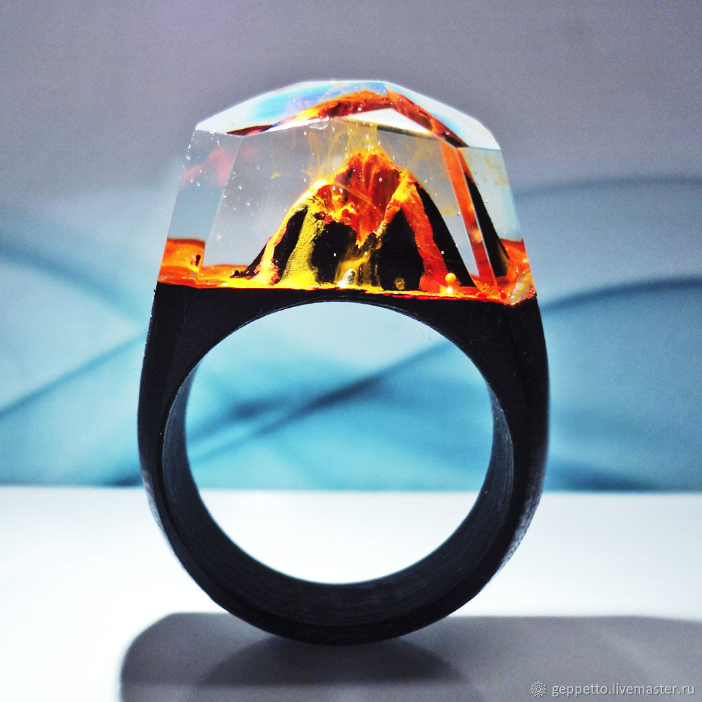 Wooden ring "Volcano" купить на Ярмарке Мастеров Rings