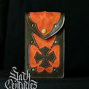 Brown Leather Man Wallet - / - GoTh - Stark coat of arms / wolf head