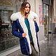 Dark blue parka with natural albino Fox fur, Parkas jacket, Moscow,  Фото №1