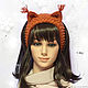 Headband with ears Squirrel, knitted hair red. Bandage. Space Cat Knitting. My Livemaster. Фото №6