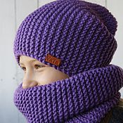 Вязаная шапочка и снуд "Light violet"