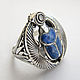 Silver ring with lapis lazuli and garnet Scarab, Ring, Sevastopol,  Фото №1