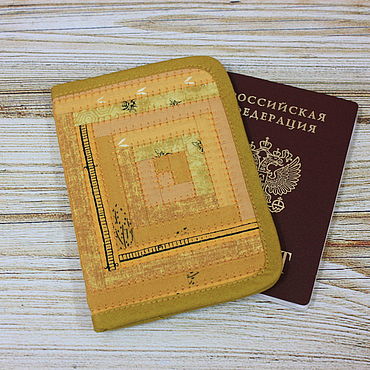 Сумки ручной работы. Ярмарка Мастеров - ручная работа Обложка на паспорт: Пэчворк, Лоскутная обложка на паспорт, Желтый Охра. Handmade.