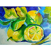 Картины и панно handmade. Livemaster - original item The painting of lemons 