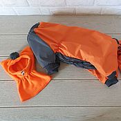 Зоотовары handmade. Livemaster - original item Clothing for cats- Insulated Orange Windbreaker with a hat. Handmade.