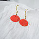 Small red earrings Brass boho earrings with Oval white ornament, Earrings, Ulan-Ude,  Фото №1