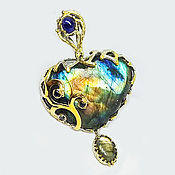 Украшения handmade. Livemaster - original item The author`s pendant is a 925 silver pendant with labrodors and sapphires. Handmade.