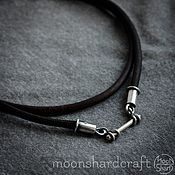 Украшения handmade. Livemaster - original item Leather cord with a silver insert under the pendant. Handmade.