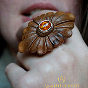 Украшения handmade. Livemaster - original item Ring with amber Daisy. Handmade.