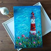 Картины и панно handmade. Livemaster - original item Painting Lighthouse on the sea! oil painting. Handmade.