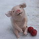 Pig. Souvenir. Wool, frame, Stuffed Toys, St. Petersburg,  Фото №1