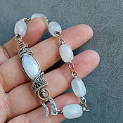 Украшения handmade. Livemaster - original item Silver bracelet with moonstone wire wrap. Handmade.