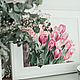 Tulips pink watercolor painting in the style of Provence the bouquet lies on the white. Pictures. Olga Ermakova art. Online shopping on My Livemaster.  Фото №2