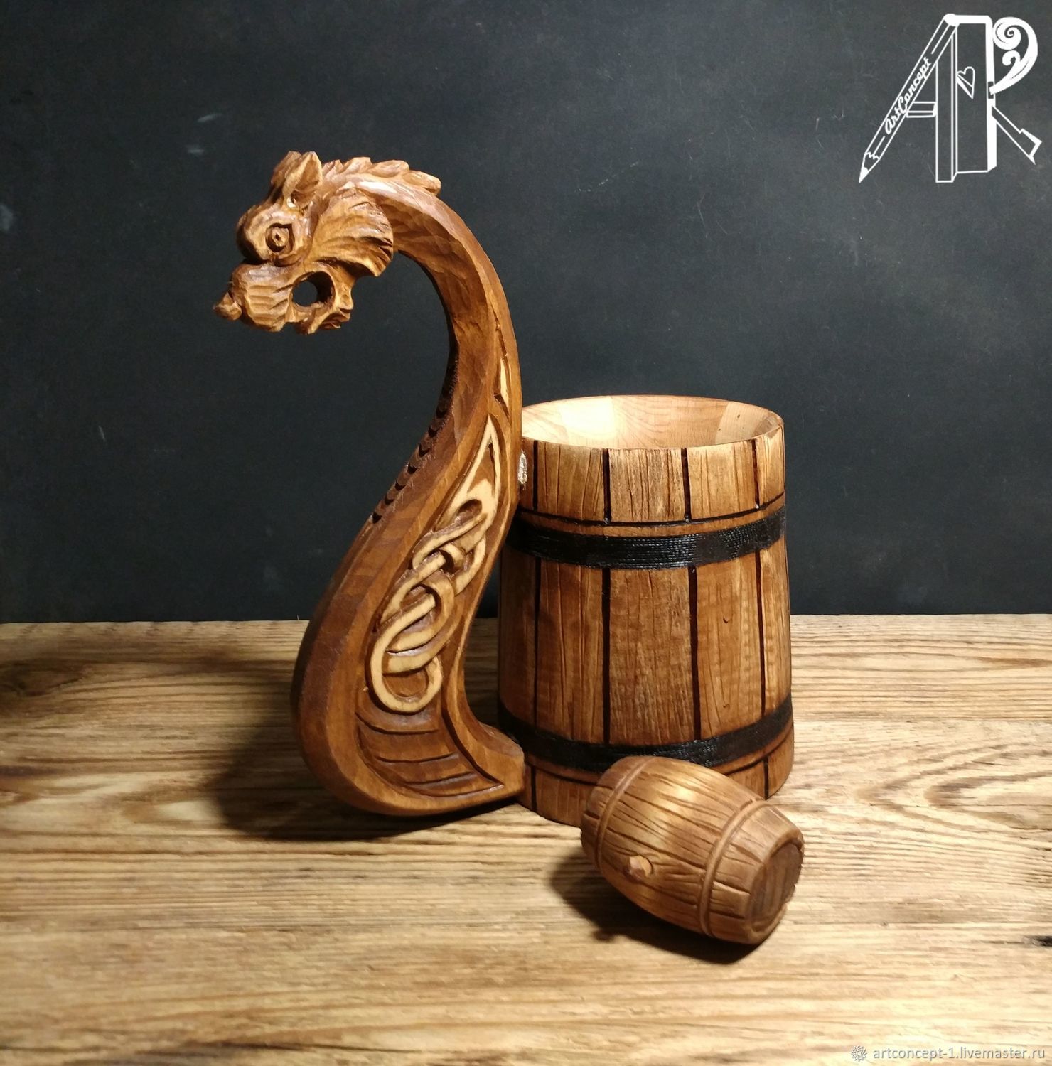 Wooden beer mug series Vikings ' Drakkar', Mugs and cups, Ryazan,  Фото №1