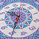 'Pink lilac' wall clock with dot painting (chameleon) mandala ornament
