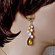 Комплект Жемчуг с Цитрином. Колье. NathalisJewelry. Ярмарка Мастеров.  Фото №5