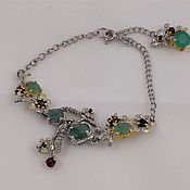 Украшения handmade. Livemaster - original item Silver bracelet with emerald, garnet and sapphire.. Handmade.