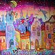 Silk painting "Flying over the city.", Pictures, St. Petersburg,  Фото №1