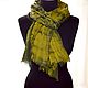 Linen Scarf Yellow Green Female Male Striped. Scarves. Silk scarves gift for Womans. My Livemaster. Фото №4