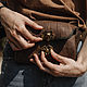 Поясная сумка из натуральной кожи коричневого цвета. Поясная сумка. Creative Leather Workshop. Интернет-магазин Ярмарка Мастеров.  Фото №2