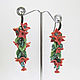 Long earrings with flowers and leaves made of polymer clay, a bunch of flowers. Earrings. Bionika - Polymer Clay Jewelry (Bionika). My Livemaster. Фото №5