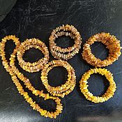 Украшения handmade. Livemaster - original item Triple bracelet made of natural amber, healing bracelet, on a string. Handmade.