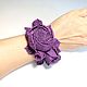 Order Handmade leather bracelet with flowers rose Dance Purple. ms. Decorator. Livemaster. . Braided bracelet Фото №3