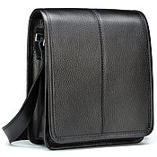 Женская кожаная сумка "Монреаль" (чёрная гладкая кожа)