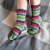 Аксессуары handmade. Livemaster - original item Knitted socks premium German yarn durable but warm 38-40 r watermelons. Handmade.